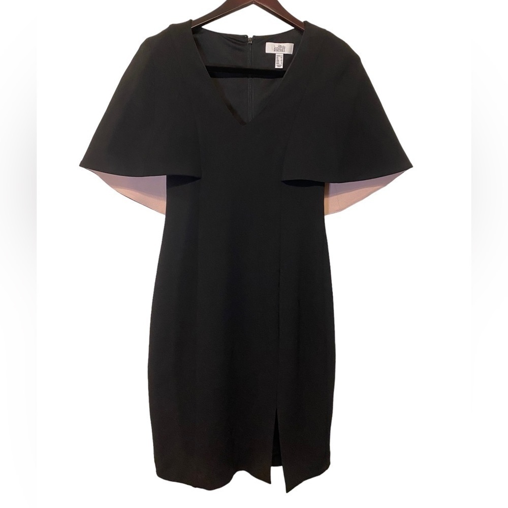 BADGLEY Mischka cape sheath dress size 2 luxury NWOT